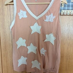 POL Star Patterned Tan Tank Top